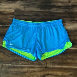 Women’s Nike mesh athletic shorts. Size XL. NWOT blue and lime green